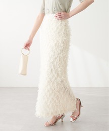 チュールシャーリングタイトスカート