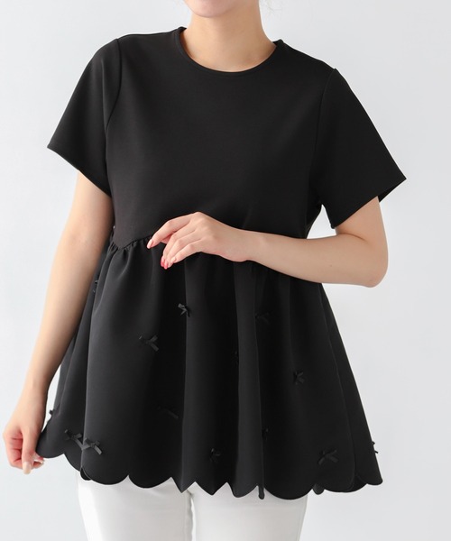 Fit more（フィットモア）の「裾スカラップリボンカットソー（Tシャツ/カットソー・レディース・ホワイト/ブラック/ネイビー・FREE）」の10枚目の写真