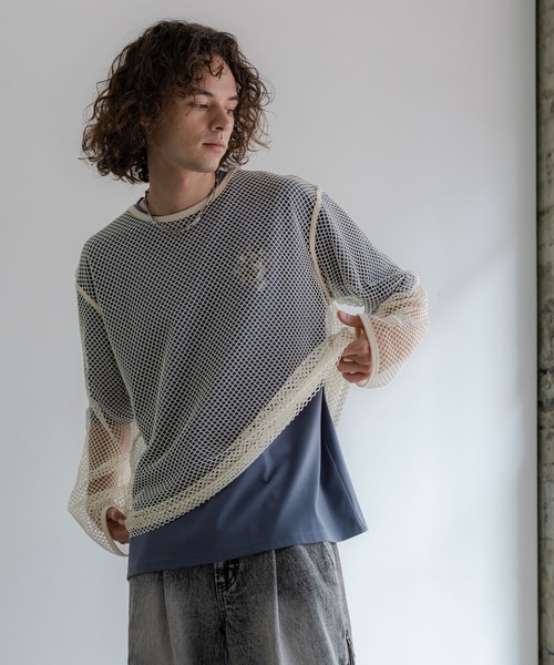 HARE(ハレ)の「オーバーメッシュカット(HARE)(Tシャツ/カットソー・メンズ・ホワイト/ブラック/レッド/パープル/ホワイト系その他・SMALL/MEDIUM)」の9枚目の写真