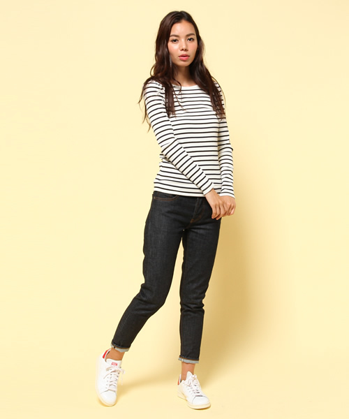 FREE'S MART(フリーズマート)の「ワイドリブボートネックカットソー長袖(Tシャツ/カットソー・レディース・ダークネイビー/ホワイト系その他/グレー/ブラック・FREE)」の9枚目の写真