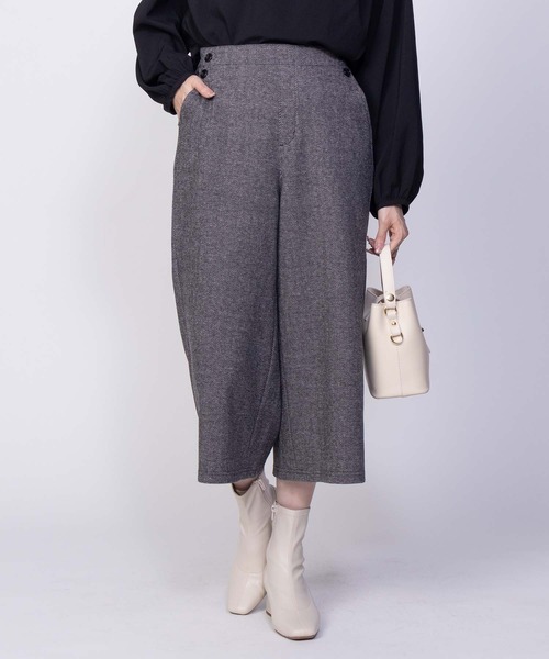 Howdy Marie(ハウディ―マリー)の「Howdy Marie ニットワイドクロプト丈 ストレッチパンツ(その他パンツ・レディース・チャコールグレー/グレー/チェック・L/M)」の3枚目の写真