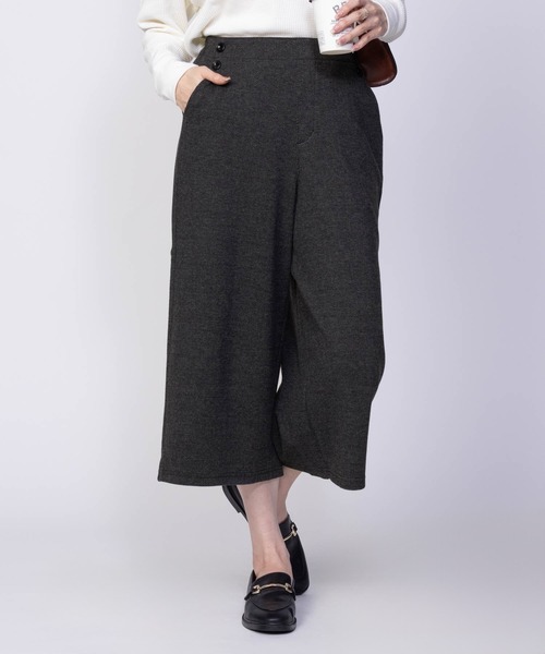 Howdy Marie(ハウディ―マリー)の「Howdy Marie ニットワイドクロプト丈 ストレッチパンツ(その他パンツ・レディース・チャコールグレー/グレー/チェック・L/M)」の2枚目の写真