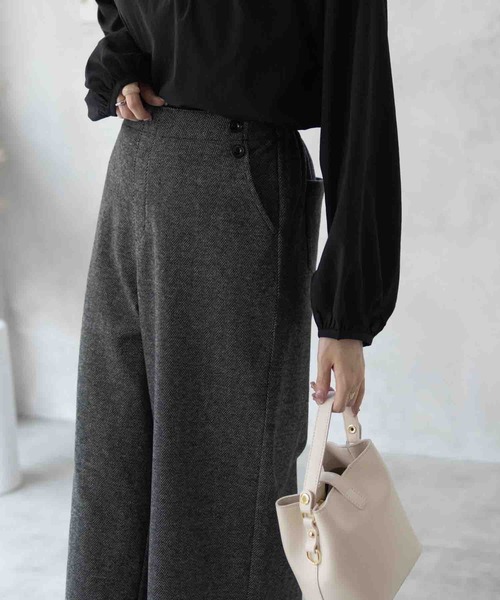 Howdy Marie(ハウディ―マリー)の「Howdy Marie ニットワイドクロプト丈 ストレッチパンツ(その他パンツ・レディース・チャコールグレー/グレー/チェック・L/M)」の7枚目の写真