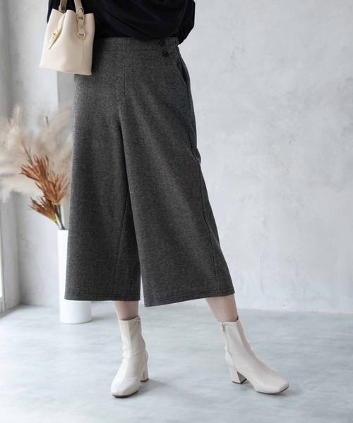 Howdy Marie(ハウディ―マリー)の「Howdy Marie ニットワイドクロプト丈 ストレッチパンツ(その他パンツ・レディース・チャコールグレー/グレー/チェック・L/M)」の5枚目の写真