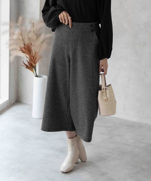 Howdy Marie(ハウディ―マリー)の「Howdy Marie ニットワイドクロプト丈 ストレッチパンツ(その他パンツ・レディース・チャコールグレー/グレー/チェック・L/M)」の6枚目の写真