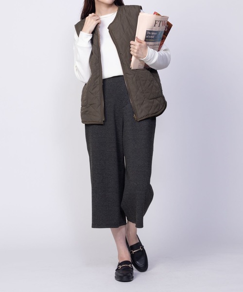 Howdy Marie(ハウディ―マリー)の「Howdy Marie ニットワイドクロプト丈 ストレッチパンツ(その他パンツ・レディース・チャコールグレー/グレー/チェック・L/M)」の8枚目の写真