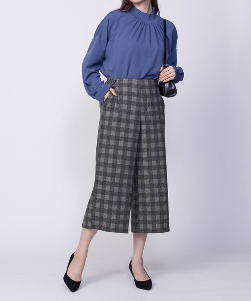 Howdy Marie(ハウディ―マリー)の「Howdy Marie ニットワイドクロプト丈 ストレッチパンツ(その他パンツ・レディース・チャコールグレー/グレー/チェック・L/M)」の11枚目の写真