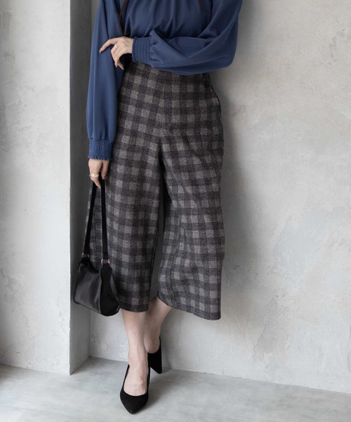 Howdy Marie(ハウディ―マリー)の「Howdy Marie ニットワイドクロプト丈 ストレッチパンツ(その他パンツ・レディース・チャコールグレー/グレー/チェック・L/M)」の13枚目の写真