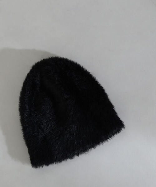 NATURAL BEAUTY BASIC（ナチュラルビューティーベーシック）の「◇シャギービーニー（ニットキャップ/ビーニー・レディース・ブラック/オフホワイト・FREE）」の4枚目の写真
