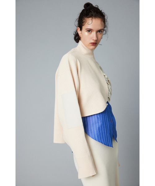 HeRIN.CYE（ヘリンドットサイ）の「Short docking knit tops　　ショートドッキングニットトップス（ニット/セーター・レディース・グレー/オフホワイト/ネイビー・FREE）」の13枚目の写真