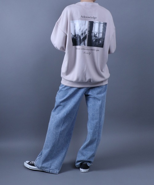 セール】Ponte Fabric Back Print Photo Graphic SweatShirt/ポンチ