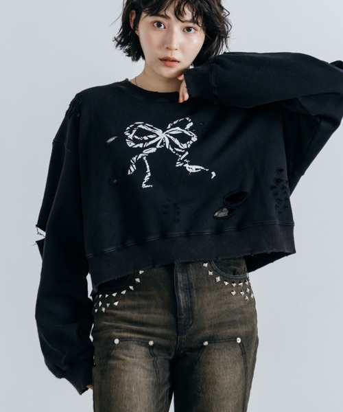 Lui's（ルイス）の「【cierio /シエリオ 】スウェットプルオーバー（Tシャツ/カットソー・レディース・ブラック/ネイビー・FREE）」の2枚目の写真