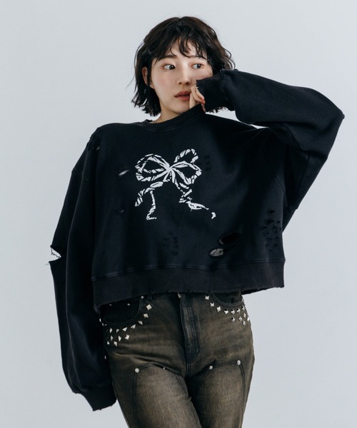 Lui's（ルイス）の「【cierio /シエリオ 】スウェットプルオーバー（Tシャツ/カットソー・レディース・ブラック/ネイビー・FREE）」の3枚目の写真