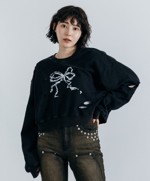 Lui's（ルイス）の「【cierio /シエリオ 】スウェットプルオーバー（Tシャツ/カットソー・レディース・ブラック/ネイビー・FREE）」の4枚目の写真