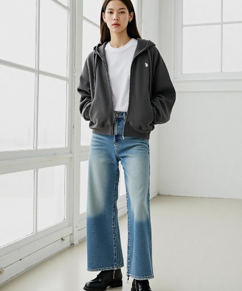 【US規格】希少 POLO 胸ロゴ刺繍 ジップパーカー ブルゾン ベージュ L U.S. POLO ASSN. パーカー 「U.S. ASSN./ユーエスポロアッスン」ワン