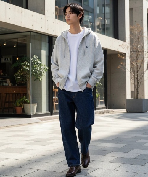 U.S. POLO ASSN.(ユーエスポロアッスン)の「U.S. POLO ASSN./ユーエスポロアッスン 別注 オーバーサイズ 裏毛 ロゴ ワンポイント刺繍 スウェット ジップアップパーカー/長袖 トップス フルジップパーカー/レディース メンズ(パーカー・メンズ・グレー/オートミール/ブラック/チャコールグレー・L/M/LL)」の8枚目の写真