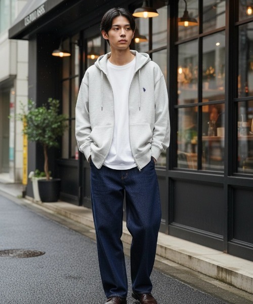U.S. POLO ASSN.(ユーエスポロアッスン)の「U.S. POLO ASSN./ユーエスポロアッスン 別注 オーバーサイズ 裏毛 ロゴ ワンポイント刺繍 スウェット ジップアップパーカー/長袖 トップス フルジップパーカー/レディース メンズ(パーカー・メンズ・グレー/オートミール/ブラック/チャコールグレー・L/M/LL)」の7枚目の写真