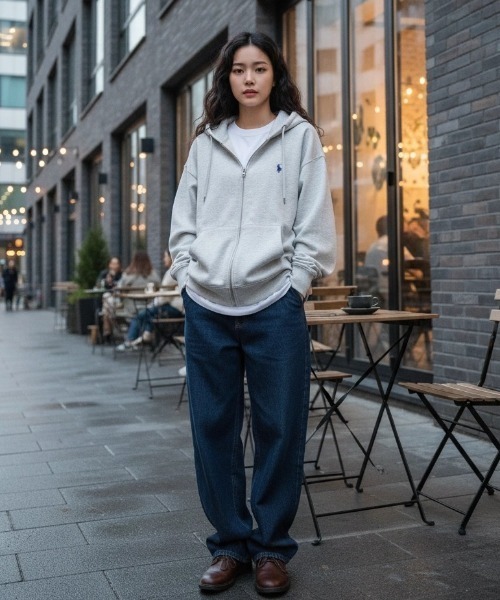 U.S. POLO ASSN.(ユーエスポロアッスン)の「U.S. POLO ASSN./ユーエスポロアッスン 別注 オーバーサイズ 裏毛 ロゴ ワンポイント刺繍 スウェット ジップアップパーカー/長袖 トップス フルジップパーカー/レディース メンズ(パーカー・メンズ・グレー/オートミール/ブラック/チャコールグレー・L/M/LL)」の12枚目の写真