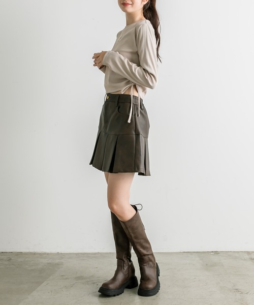 OLIVE des OLIVE(オリーブデオリーブ)の「クマ刺繍脇ドロストTシャツ(Tシャツ/カットソー・レディース・ベージュ/サックスブルー/オフホワイト/チャコールグレー・FREE)」の11枚目の写真