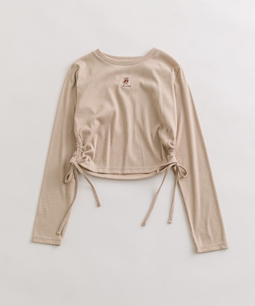 OLIVE des OLIVE(オリーブデオリーブ)の「クマ刺繍脇ドロストTシャツ(Tシャツ/カットソー・レディース・ベージュ/サックスブルー/オフホワイト/チャコールグレー・FREE)」の20枚目の写真