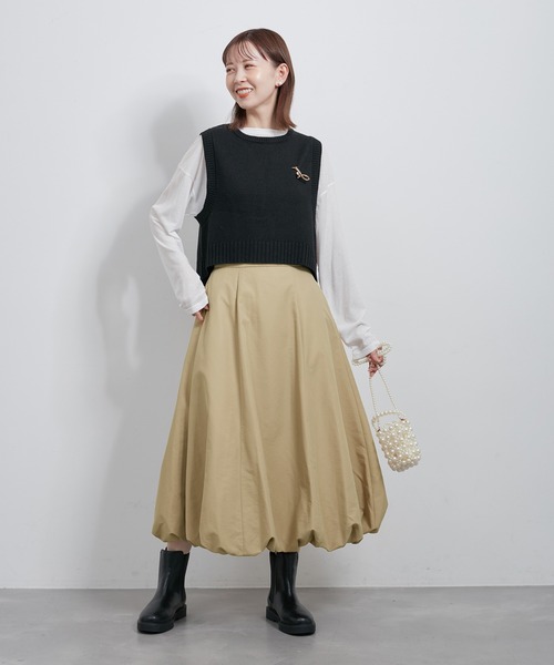 ROPE' PICNIC（ロペピクニック）の「バルーンギャザースカート/撥水加工（スカート・レディース・キャメル/ブラック・38）」の12枚目の写真