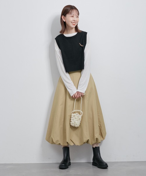 ROPE' PICNIC（ロペピクニック）の「バルーンギャザースカート/撥水加工（スカート・レディース・キャメル/ブラック・38）」の15枚目の写真