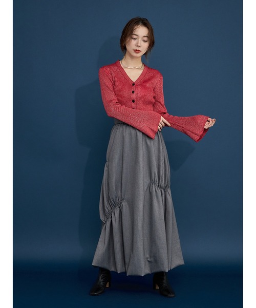 【セール】Vネックニットラメカーデ(ニット/セーター)|Stylevoice for xxx(スタイルヴォイスフォー) 【セール】Vネックニットラメカーデ(ニット/セーター)|Stylevoice for xxx(スタイルヴォイスフォー)