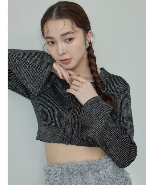 【セール】Vネックニットラメカーデ(ニット/セーター)|Stylevoice for xxx(スタイルヴォイスフォー) 【セール】Vネックニットラメカーデ(ニット/セーター)|Stylevoice for xxx(スタイルヴォイスフォー)