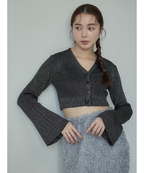 【セール】Vネックニットラメカーデ(ニット/セーター)|Stylevoice for xxx(スタイルヴォイスフォー) 【セール】Vネックニットラメカーデ(ニット/セーター)|Stylevoice for xxx(スタイルヴォイスフォー)