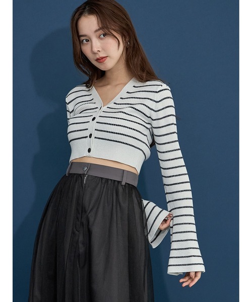 【セール】Vネックニットラメカーデ(ニット/セーター)|Stylevoice for xxx(スタイルヴォイスフォー) 【セール】Vネックニットラメカーデ(ニット/セーター)|Stylevoice for xxx(スタイルヴォイスフォー)