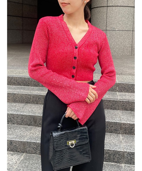 【セール】Vネックニットラメカーデ(ニット/セーター)|Stylevoice for xxx(スタイルヴォイスフォー) 【セール】Vネックニットラメカーデ(ニット/セーター)|Stylevoice for xxx(スタイルヴォイスフォー)