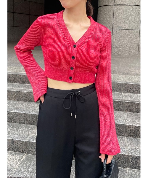 【セール】Vネックニットラメカーデ(ニット/セーター)|Stylevoice for xxx(スタイルヴォイスフォー) 【セール】Vネックニットラメカーデ(ニット/セーター)|Stylevoice for xxx(スタイルヴォイスフォー)