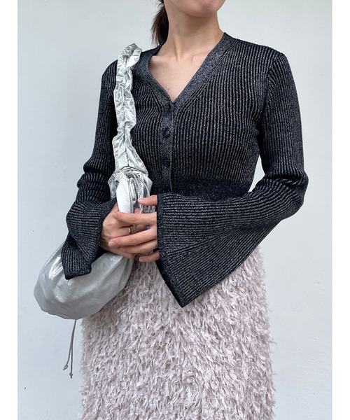 【セール】Vネックニットラメカーデ(ニット/セーター)|Stylevoice for xxx(スタイルヴォイスフォー) 【セール】Vネックニットラメカーデ(ニット/セーター)|Stylevoice for xxx(スタイルヴォイスフォー)