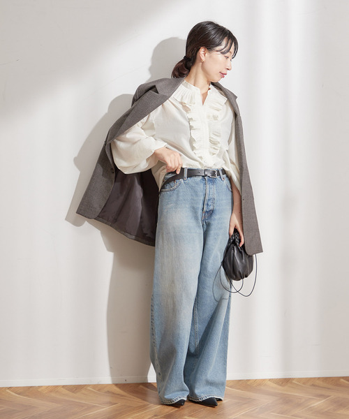 journal standard L'essage(ジャーナルスタンダードレサージュ)の「プリーツフリルブラウス(シャツ/ブラウス・レディース・ライトグレー/アイボリー/ブラック・FREE)」の14枚目の写真
