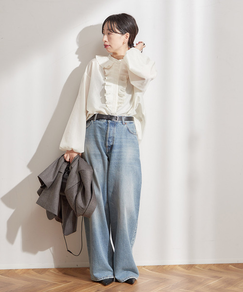 journal standard L'essage(ジャーナルスタンダードレサージュ)の「プリーツフリルブラウス(シャツ/ブラウス・レディース・ライトグレー/アイボリー/ブラック・FREE)」の15枚目の写真