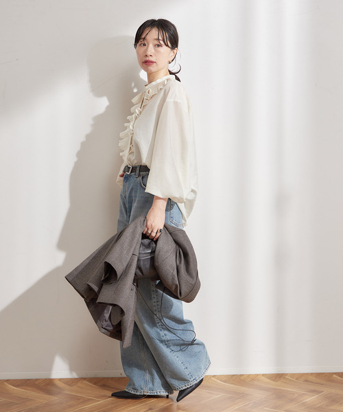 journal standard L'essage(ジャーナルスタンダードレサージュ)の「プリーツフリルブラウス(シャツ/ブラウス・レディース・ライトグレー/アイボリー/ブラック・FREE)」の16枚目の写真