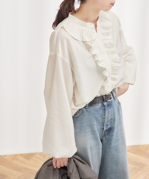 journal standard L'essage(ジャーナルスタンダードレサージュ)の「プリーツフリルブラウス(シャツ/ブラウス・レディース・ライトグレー/アイボリー/ブラック・FREE)」の18枚目の写真