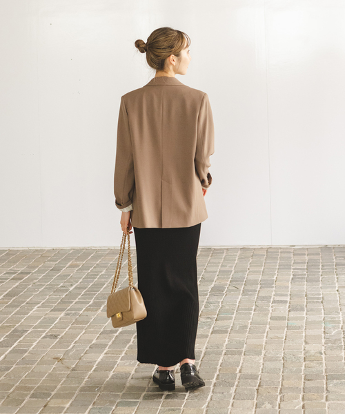 Noble(ノーブル)の「《追加5》リブニットタイトスカート(スカート・レディース・ライトグレー/ブラック/ベージュ/グレー/カーキ・FREE)」の13枚目の写真