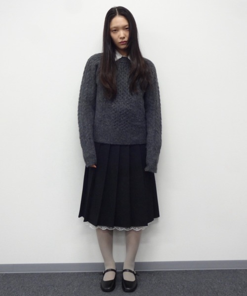 FEKETE（フェケテ）の「MIDI LACE PLEATS SKIRT / レースミディ