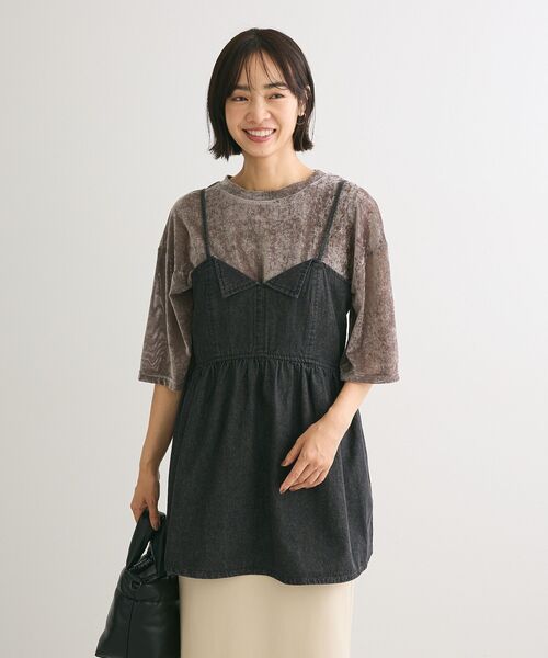 Sugar spoon(シュガースプーン)の「・SUGAR SPOON デニムキャミチュニック(チュニック・レディース・ブラック/インディゴブルー・FREE)」の7枚目の写真