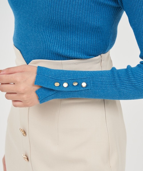 ROYAL PARTY（ロイヤルパーティー）の「ウォッシャブルオープンネック長袖ニットトップス（ニット/セーター・レディース・ブラック/マルチ/ボルドー/ブルー/オフホワイト・FREE）」の7枚目の写真