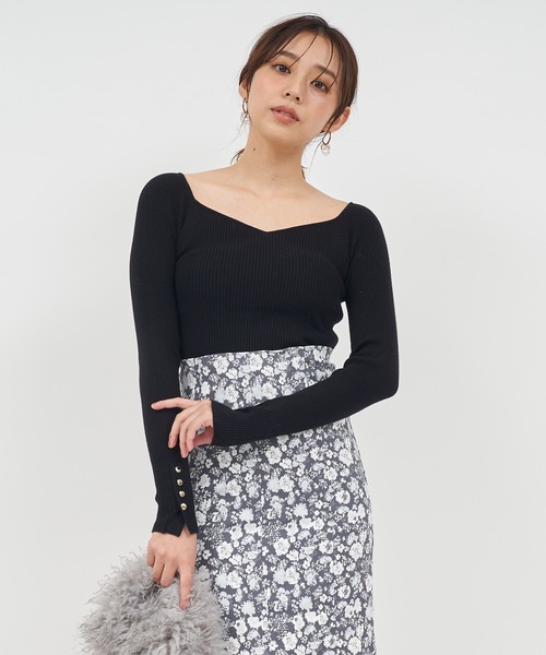 ROYAL PARTY（ロイヤルパーティー）の「ウォッシャブルオープンネック長袖ニットトップス（ニット/セーター・レディース・ブラック/マルチ/ボルドー/ブルー/オフホワイト・FREE）」の20枚目の写真