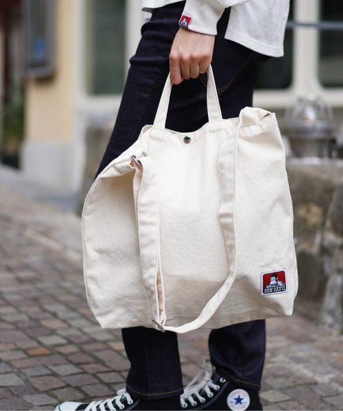 BEN DAVIS(ベンデイビス)の「【BEN DAVIS】2WAY SHOULDER TOTE BAG(ショルダーバッグ・メンズ・ブラック/ナチュラル・FREE)」の4枚目の写真