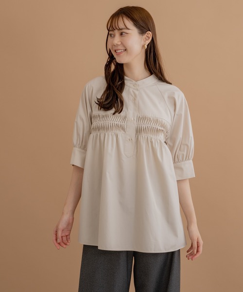 KATHARINE ROSS（キャサリンロス）の「【KATHARINE ROSS】【上品きれいめ/体型カバー】 ドミノプリーツブラウス（シャツ/ブラウス・レディース・ブラック/グレイッシュベージュ・MEDIUM）」の7枚目の写真