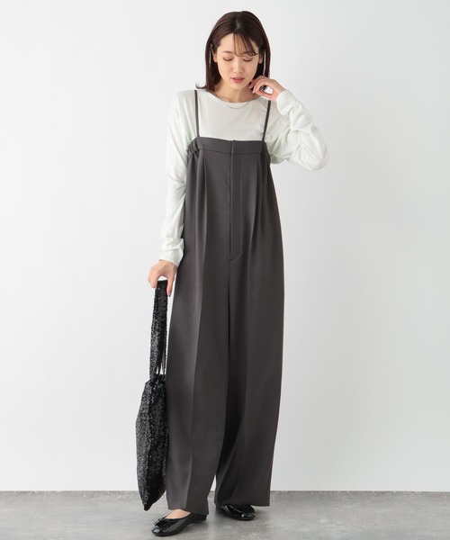 GLOBAL WORK(グローバルワーク)の「MATINEE LINE/お手入れらくらくSET UPオールインワン/140470(サロペット/オーバーオール・レディース・ライトベージュ/ブラウン/チャコール・MEDIUM/LARGE)」の4枚目の写真