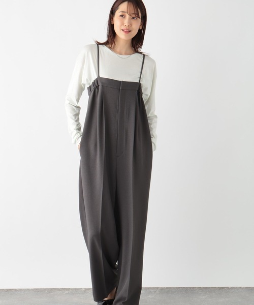 GLOBAL WORK(グローバルワーク)の「MATINEE LINE/お手入れらくらくSET UPオールインワン/140470(サロペット/オーバーオール・レディース・ライトベージュ/ブラウン/チャコール・MEDIUM/LARGE)」の8枚目の写真
