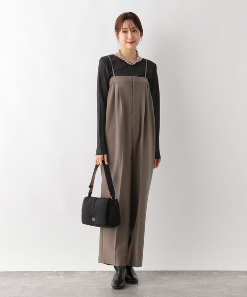 GLOBAL WORK(グローバルワーク)の「MATINEE LINE/お手入れらくらくSET UPオールインワン/140470(サロペット/オーバーオール・レディース・ライトベージュ/ブラウン/チャコール・MEDIUM/LARGE)」の9枚目の写真
