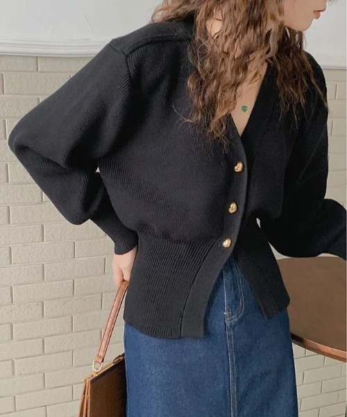 a lot of love(ア ロット オブ ラブ)の「3ボタンエレガントカーディガン(カーディガン/ボレロ・レディース・ブラック/オフホワイト・FREE)」の13枚目の写真