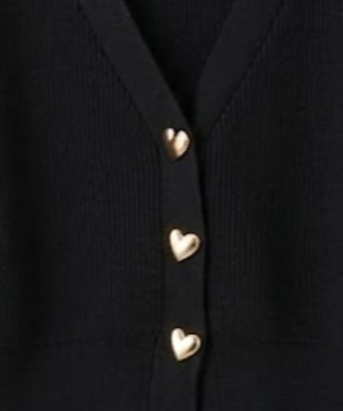 a lot of love(ア ロット オブ ラブ)の「ゴールドハートボタンカーディガン(カーディガン/ボレロ・レディース・ブラック/オフホワイト・FREE)」の14枚目の写真