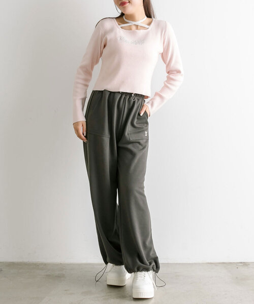 OLIVE des OLIVE(オリーブデオリーブ)の「裾ドロストスウェットパンツ(その他パンツ・レディース・オートミール/ピンク/トップグレー/スミクロ・FREE)」の15枚目の写真